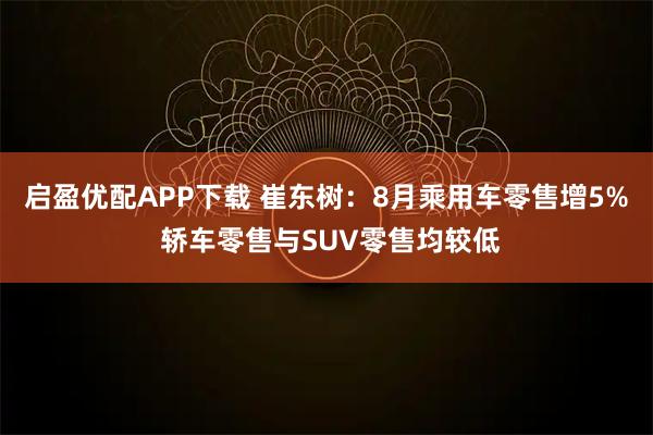 启盈优配APP下载 崔东树：8月乘用车零售增5% 轿车零售与SUV零售均较低