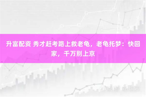 升富配资 秀才赶考路上救老龟，老龟托梦：快回家，千万别上京