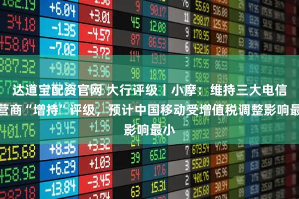 达道宝配资官网 大行评级丨小摩：维持三大电信运营商“增持”评级，预计中国移动受增值税调整影响最小